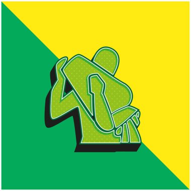 Kova burcu yeşil ve sarı modern 3d vektör simgesi logosu