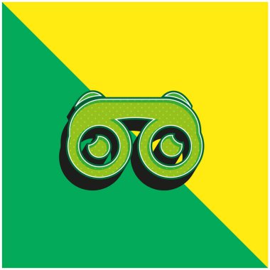 Gözleri Yeşil ve sarı renkli dürbünler modern 3D vektör simgesi logosu