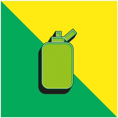 Yuvarlak Dikdörtgen Siyah Şekilli Banyo Şişesi Yeşil ve Sarı 3D vektör logosu