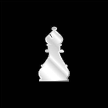 Bishop Chess Piece silver plated metallic icon clipart
