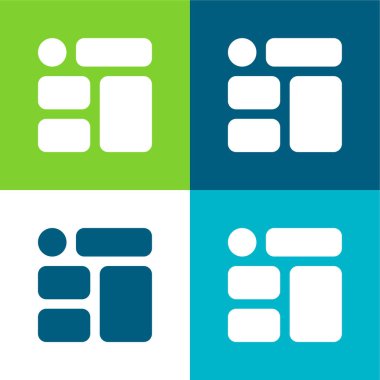 Düz dörtlü renk simgesi setini engeller