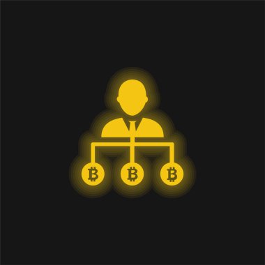 Bitcoin Kullanıcı Alt Satır Sembolü Sarı parlak neon simgesi