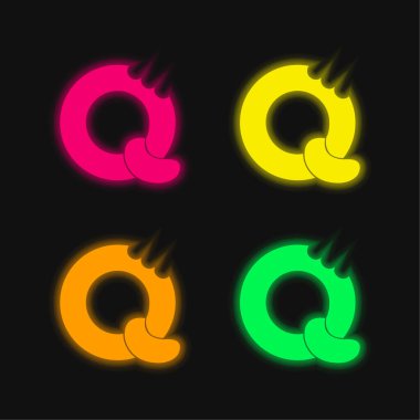 Bisquits Logosu 4 renkli parlak neon vektör simgesi