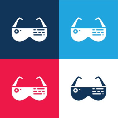 Ar Glasses blue and red four color minimal icon set clipart