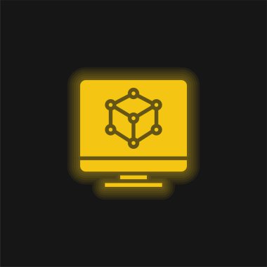 3d Modelleme sarı parlak neon simgesi