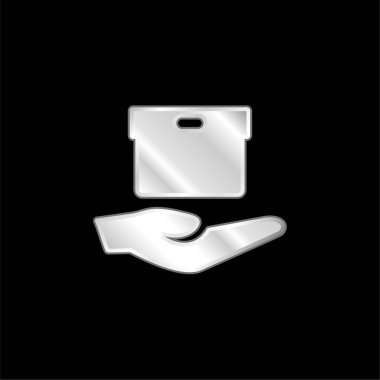 Kutu Elde gümüş kaplama metalik simge