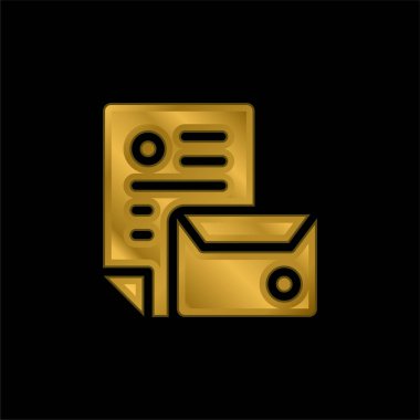 Altın kaplama metalik simge veya logo vektörü