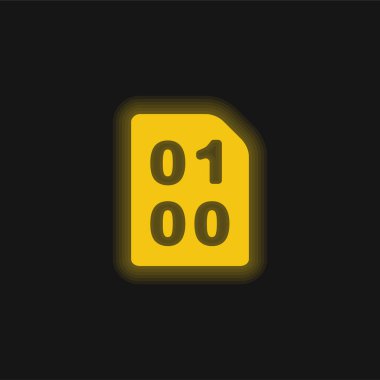 Binary Code With Zeros And One yellow glowing neon icon clipart