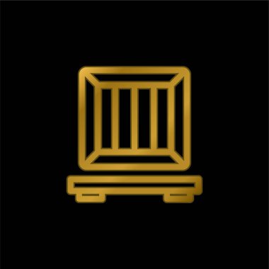 Kutu altın kaplama metalik simge veya logo vektörü