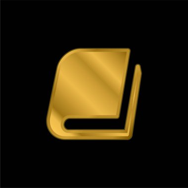 Kitap altın kaplamalı metalik simge veya logo vektörü