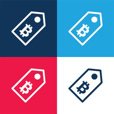 Bitcoin Etiketi Mavi ve kırmızı En az dört renk simgesi