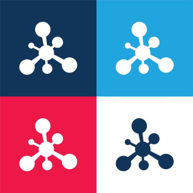 Toplar ve Çizgiler Siyah Şekil Mavi ve Kırmızı Dört Renk Simgesi