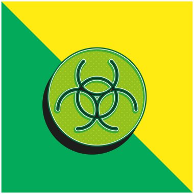 Biyolojik Tehlike Yeşil ve Sarı Modern 3D vektör simgesi logosu