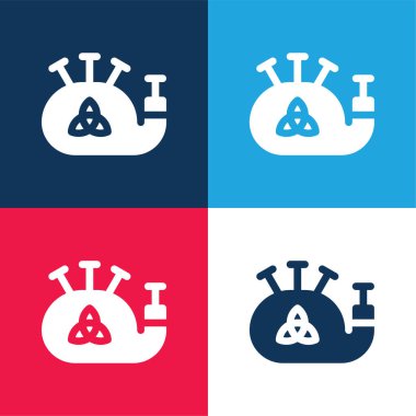 Bagpipe blue and red four color minimal icon set clipart
