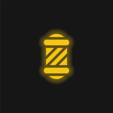 Berber dükkanı sarı parlak neon ikonu