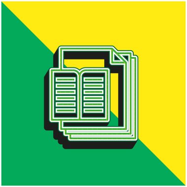 Kitap Yeşil ve Sarı Modern 3D vektör simgesi logosu