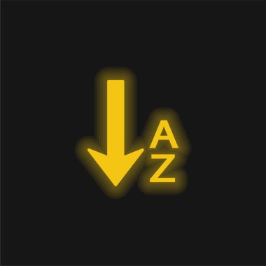 Alphabetical Order yellow glowing neon icon