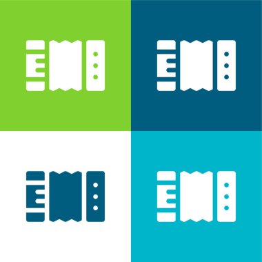 Akordiyon Düz 4 renk en küçük simge kümesi