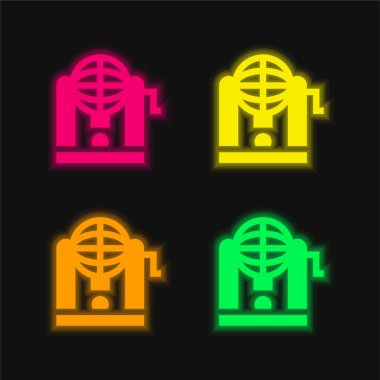 Bingo four color glowing neon vector icon clipart