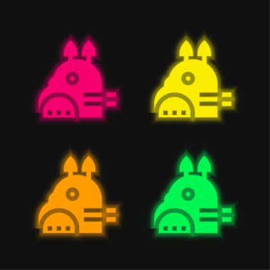 dört renk parlayan neon vektör simgesi