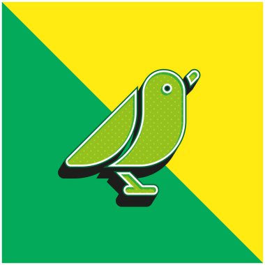 Kuş Yeşil ve Sarı modern 3D vektör simgesi logosu