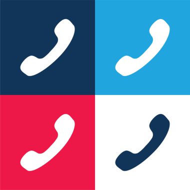 Siyah Telefon Auricular mavi ve kırmızı en küçük simge seti