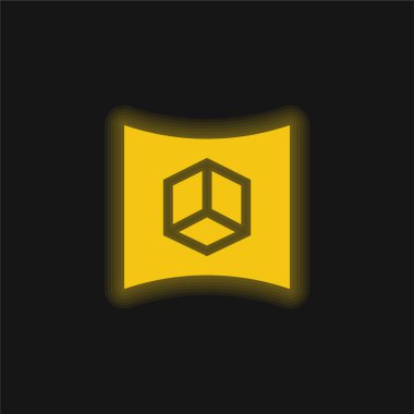 3d Parlak sarı neon simgesini göster