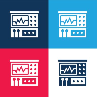 Analyzer blue and red four color minimal icon set clipart