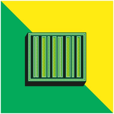 Barkod Yeşil ve Sarı 3D vektör simgesi