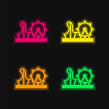 Lunapark dört renkli neon vektör simgesi