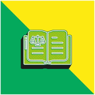 Kitap Yeşil ve Sarı Modern 3D vektör simgesi logosu