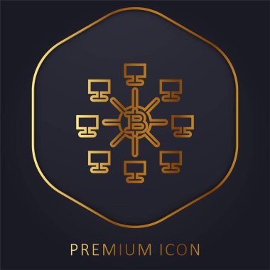 Bitcoins altın hat prim logosu veya simgesi