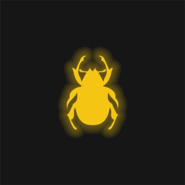 Beetle Shape yellow glowing neon icon clipart