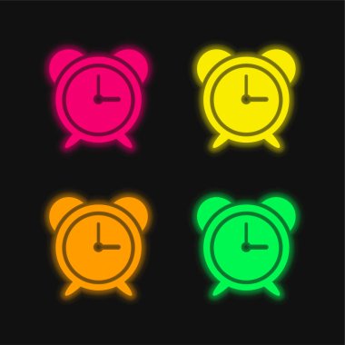 Büyük Alarm Saati 4 renkli neon vektör simgesi