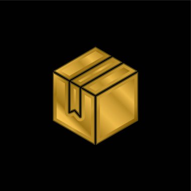 Kutu altın kaplama metalik simge veya logo vektörü