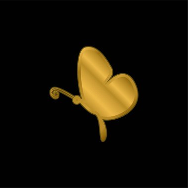 Siyah Kelebek Tarafı Görünümü Altın kaplama metalik simge veya logo vektörü