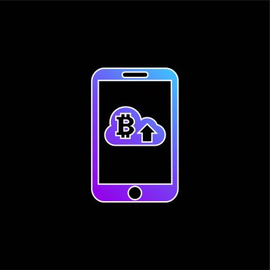Cep telefonunda Arrow Oku Olan Bitcoin Mavi Gradyan vektör simgesi