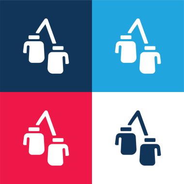 Boks mavi ve kırmızı dört renk minimal simge kümesi