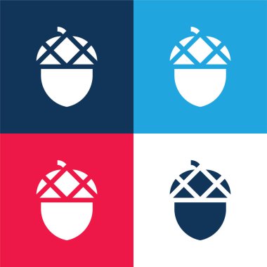 Meşe palamudu mavi ve kırmızı dört renk en düşük simge kümesi