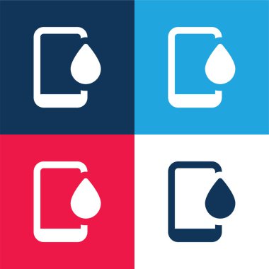 Uygulama mavi ve kırmızı dört renk en küçük simge kümesi