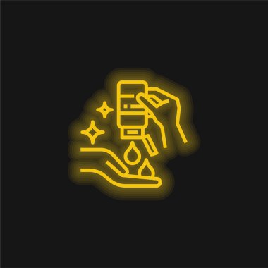 Alcohol Gel yellow glowing neon icon clipart
