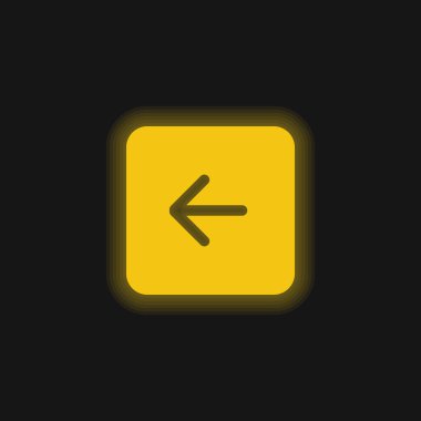 Geri Siyah Kare Arayüz Düğmesi Sembolü Sarı Parlayan neon simgesi