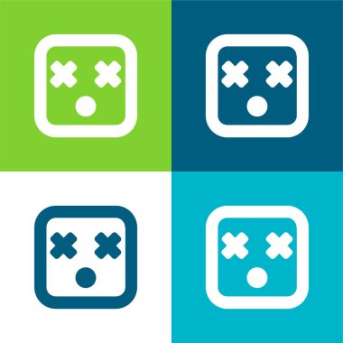 Blind Square Face Düz 4 renk en küçük simge seti