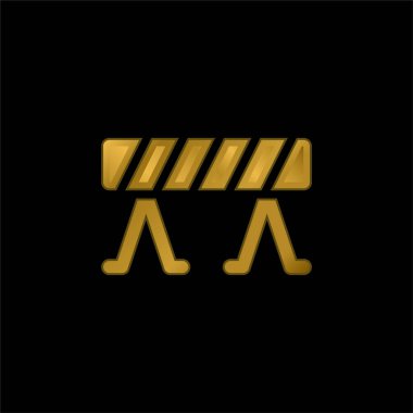 Bariyer altın kaplama metalik simge veya logo vektörü