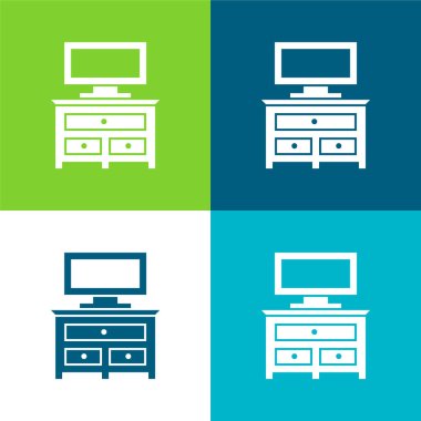 Yatak odası Çekmecesi Mobilya TV Monitörü Düz 4 renk minimal simgesi seti