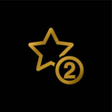 2 Yıldız Sembol altın kaplama metalik simge veya logo vektörü