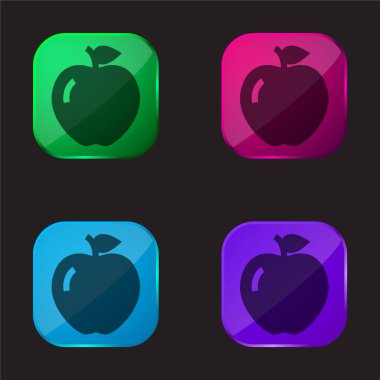 Elma dört renkli cam düğme simgesi
