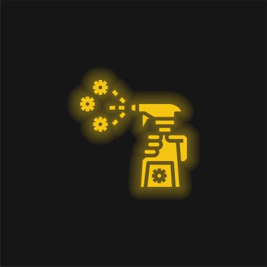 Antibacterial yellow glowing neon icon clipart