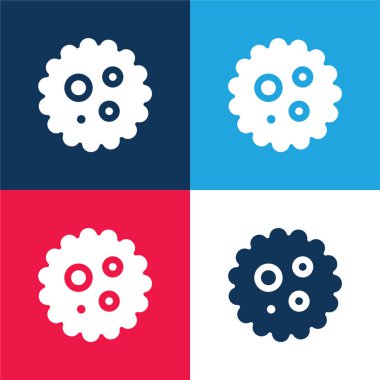 Bacterium blue and red four color minimal icon set clipart