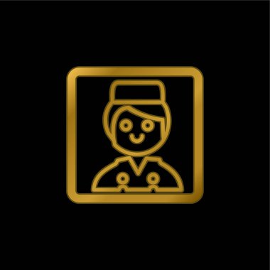 Bell Boy Portresi Altın kaplama metalik simge veya logo vektörü